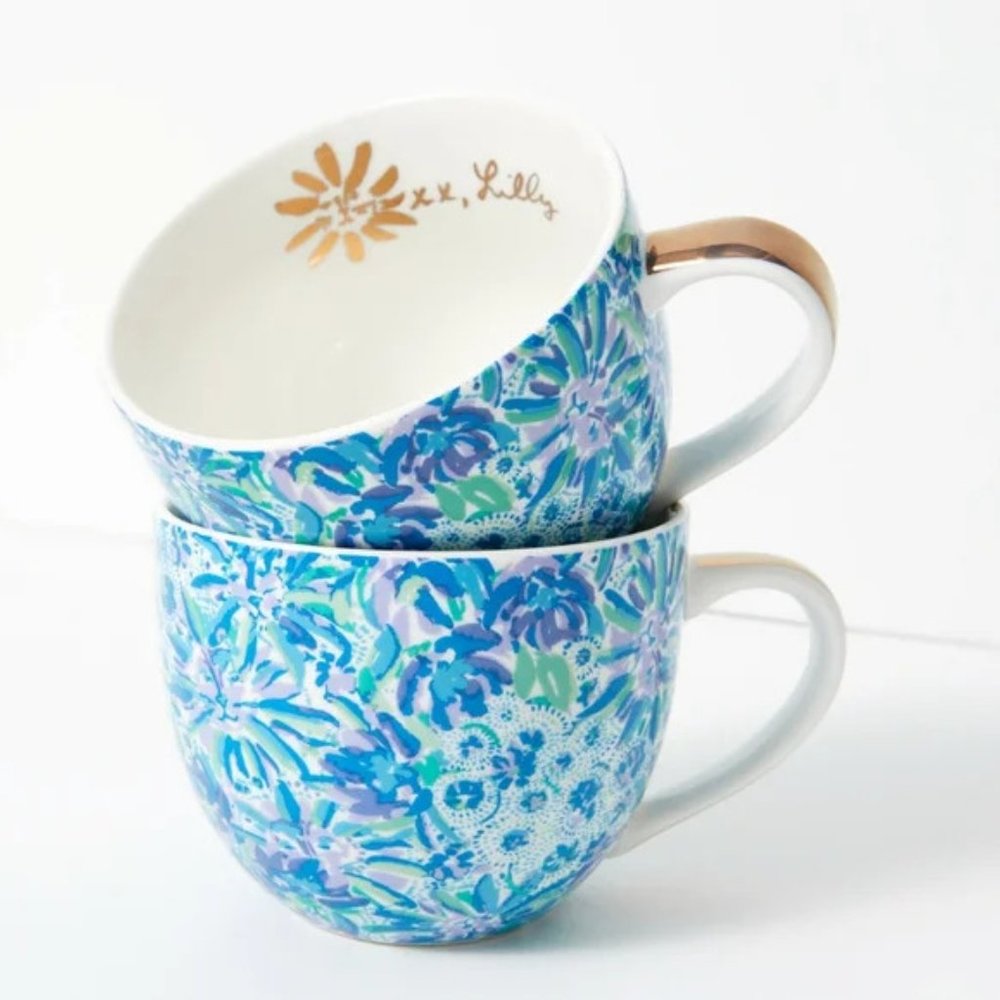 New in Box!  Lilly Pulitzer Ceramic Mugs - Set of 2 - Picture 2 of 9